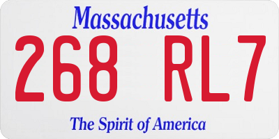 MA license plate 268RL7