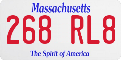 MA license plate 268RL8