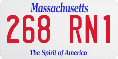 MA license plate 268RN1