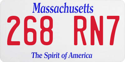 MA license plate 268RN7