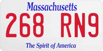 MA license plate 268RN9