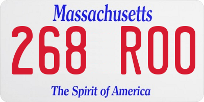 MA license plate 268RO0