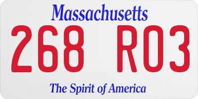 MA license plate 268RO3