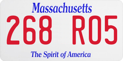 MA license plate 268RO5