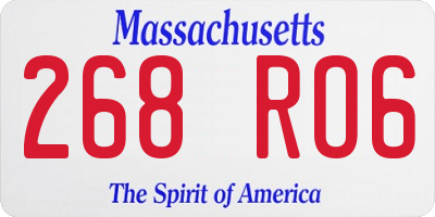MA license plate 268RO6