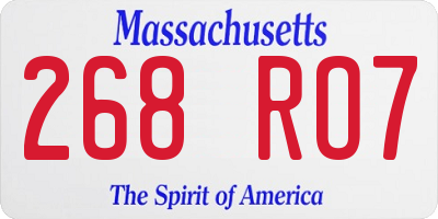 MA license plate 268RO7