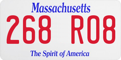 MA license plate 268RO8