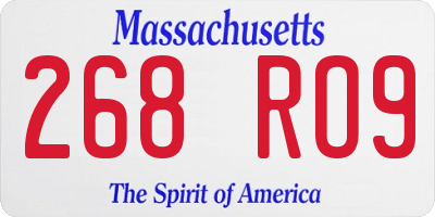 MA license plate 268RO9