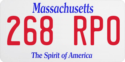 MA license plate 268RP0