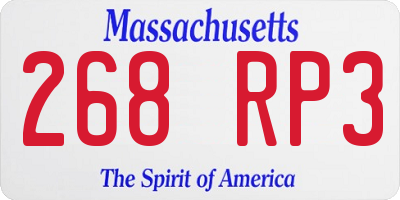 MA license plate 268RP3