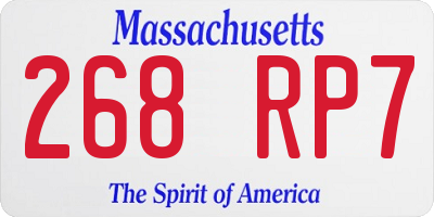MA license plate 268RP7