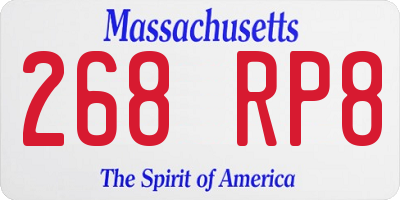 MA license plate 268RP8