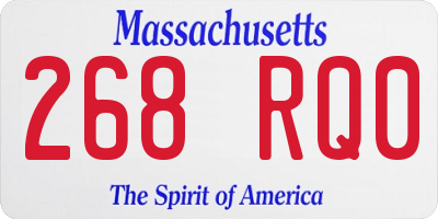 MA license plate 268RQ0