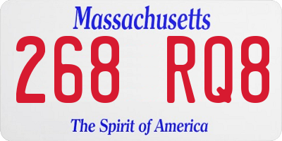 MA license plate 268RQ8