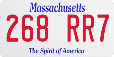 MA license plate 268RR7