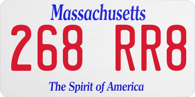 MA license plate 268RR8