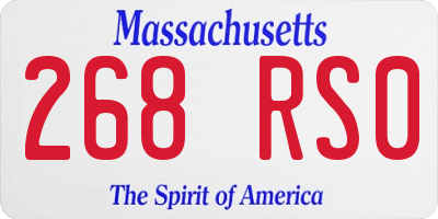 MA license plate 268RS0