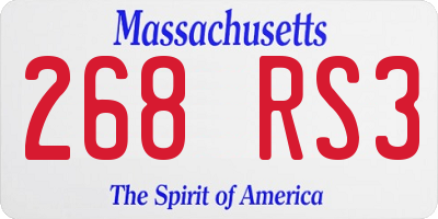 MA license plate 268RS3
