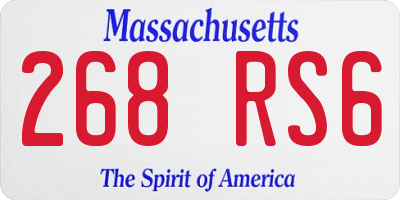 MA license plate 268RS6