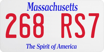 MA license plate 268RS7