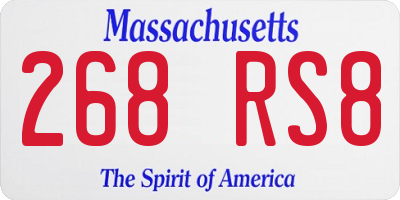 MA license plate 268RS8