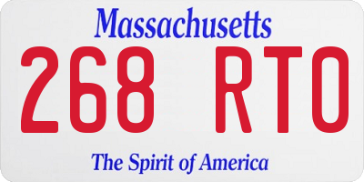 MA license plate 268RT0