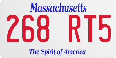 MA license plate 268RT5