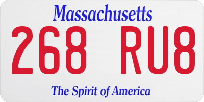 MA license plate 268RU8