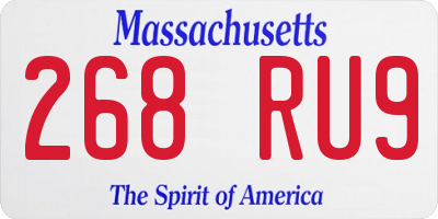 MA license plate 268RU9