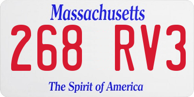 MA license plate 268RV3