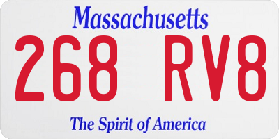 MA license plate 268RV8