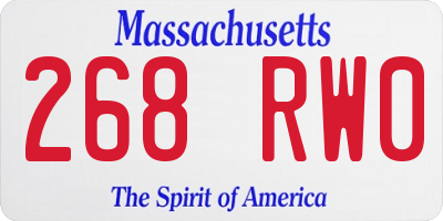 MA license plate 268RW0