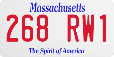 MA license plate 268RW1