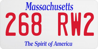 MA license plate 268RW2