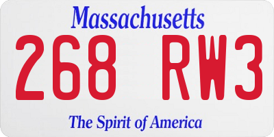 MA license plate 268RW3