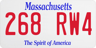 MA license plate 268RW4
