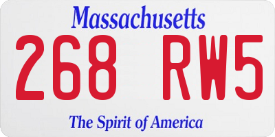 MA license plate 268RW5