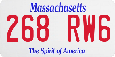 MA license plate 268RW6