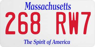 MA license plate 268RW7
