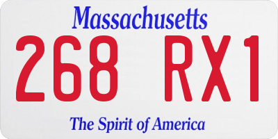 MA license plate 268RX1