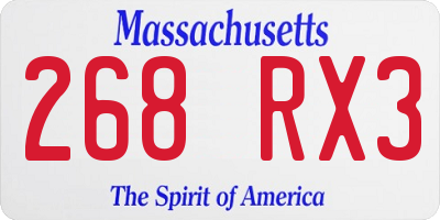 MA license plate 268RX3