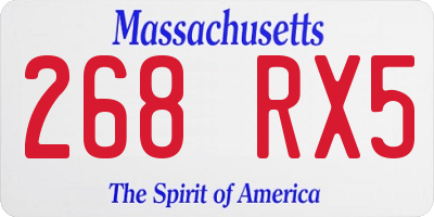 MA license plate 268RX5