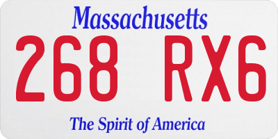 MA license plate 268RX6