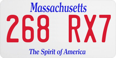 MA license plate 268RX7