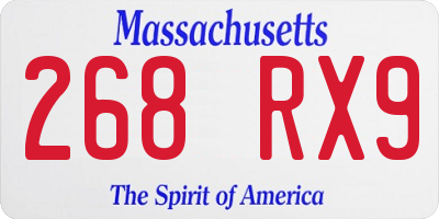 MA license plate 268RX9