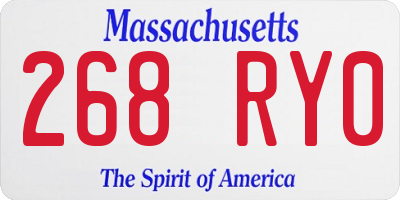 MA license plate 268RY0