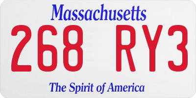 MA license plate 268RY3