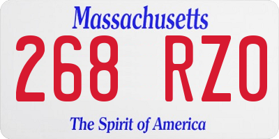 MA license plate 268RZ0