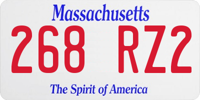MA license plate 268RZ2
