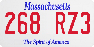 MA license plate 268RZ3